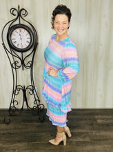 Samantha Ruffle High-Low Tunic- Pink & Blue