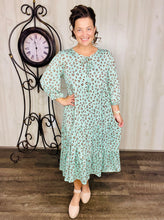 Cassie Marie Tiered Boho Style Dress-Mint Leopard