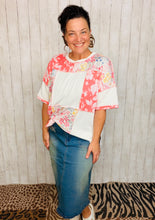 Coral & Ivory Patchwork Top
