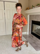 Tonya Marie Ruffled Tiered Dress- Rust Abstract