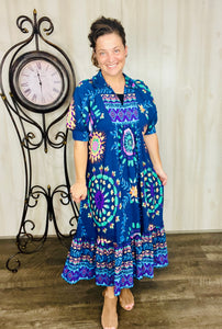 Melissa Mixed Print Dress- Pink Mix or Navy Mix