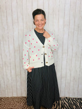 Adorable Hearts Cardigan Sweater- Black or Cream