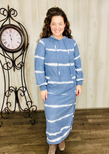 Winter Vibes Sweatshirt Hoodie Dress-Blue Stripe