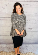 Tara Sharkbite Tunic-Gray Leopard Print