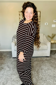 Comfy & Cute Brown Striped Dress