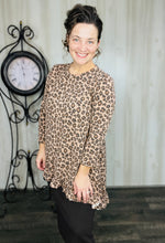 Samantha Ruffle High Low Tunic-Ribbed Mocha Animal Print