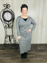 Melissa Charcoal Button Front Midi Dress