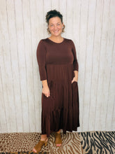 Tonya Marie Tiered Dress- Midi Length-Brown
