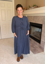 Missy Striped Dress- Navy