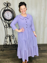 Lavender Honeycomb Buttons & Collar Dress