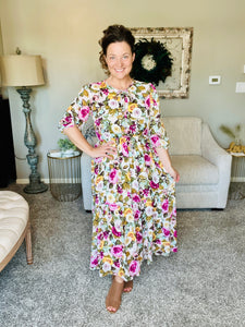 Kara Ivory & Floral Dress