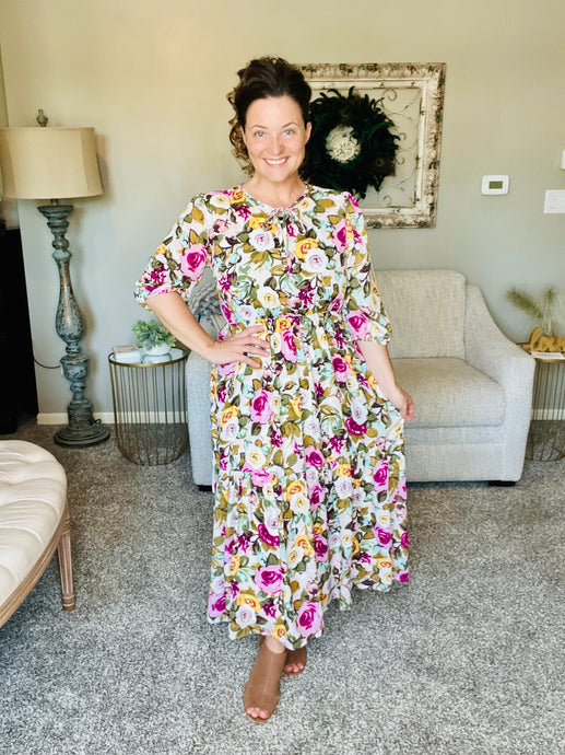 Kara Ivory & Floral Dress