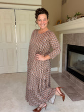 Tonya Marie Ruffled Tiered Dress- Brown & Rust