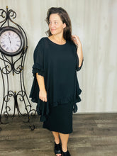 Stacy Woven Solid Blouse-Navy & Black