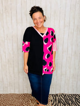 Pink & Leopard Half Sleeve Top