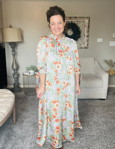 Power On The Day Dress- Satin Sage Floral