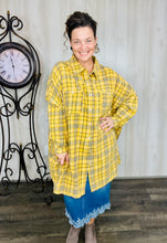 Yellow Plaid Button Front Blouse