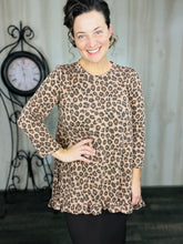 Samantha Ruffle High Low Tunic-Ribbed Mocha Animal Print