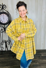 Yellow Plaid Button Front Blouse