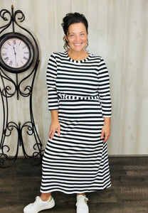Ribbed Lounge Dress- Black & White