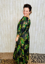 Lovely In Black & Floral- Modest Square Neckline Dress