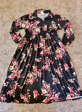 Kaylee Collared Black & Magenta Dress- PLUS