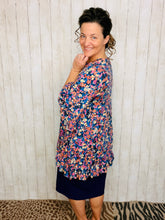 Samantha Ruffle Sleeve & High Low Tunic-Purple Floral