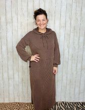 Cozy On Up Ribbed Lounge Dress- Chocolate