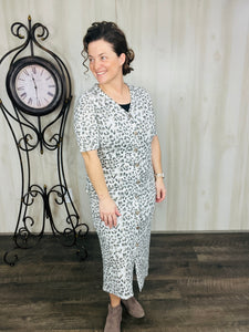 Leopard & Buttons Midi Dress