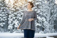 Brown & Navy Aztec Poncho