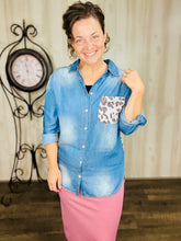 Jean & Leopard Top- Grey Mix