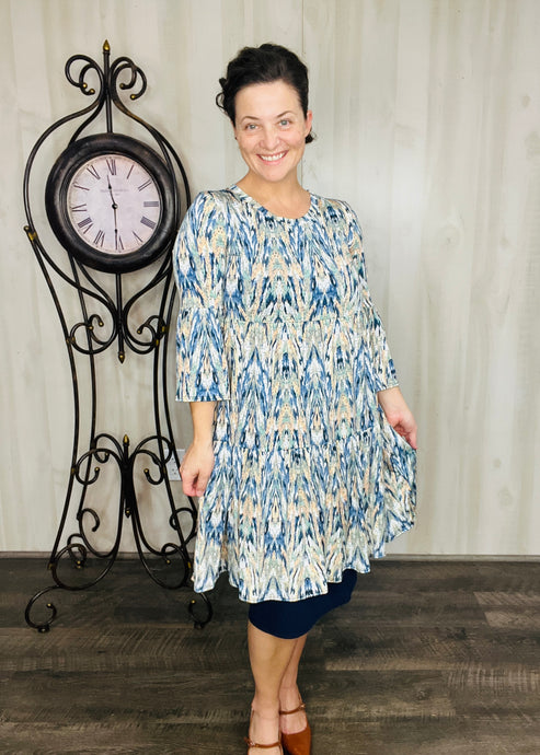 Feminine & Fabulous Navy and Sage Tunic