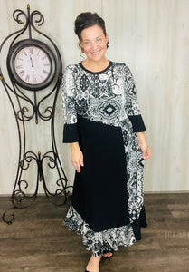 Raquel Black & Paisley Print Dress