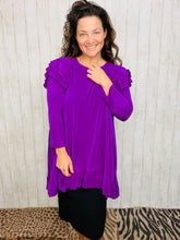 Purple Bodre Tunic- Ruffle Sleeves