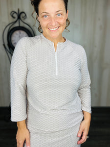 Honeycomb Athletic/Swim/Exercise Top- Silver