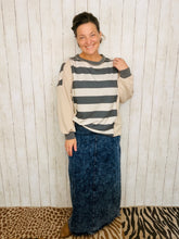 Tessa Bold Stripes Stone/Charcoal Top