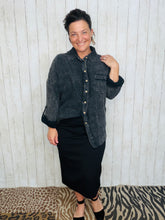Mineral Washed Button Front Top- Ash Black