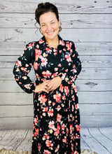 Kaylee Collared Black & Mauve Dress