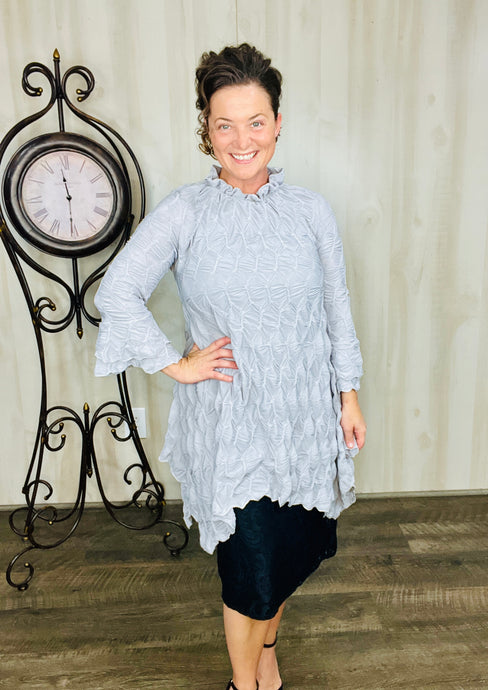 Regina Textured Tunic- Gray