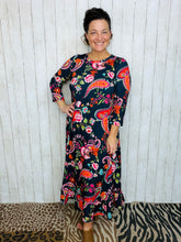 Brenda Navy & Paisley With Ruffle Dress