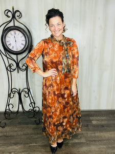 Orange & Floral Sequin Overlay Dress