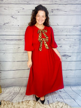 Sonja Leopard Bow Dress-Red