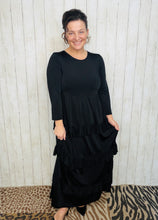 Misty Ruffle Tiered Dress-Black