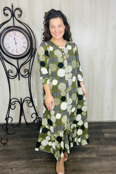 Smiles & Olive Dots Dress