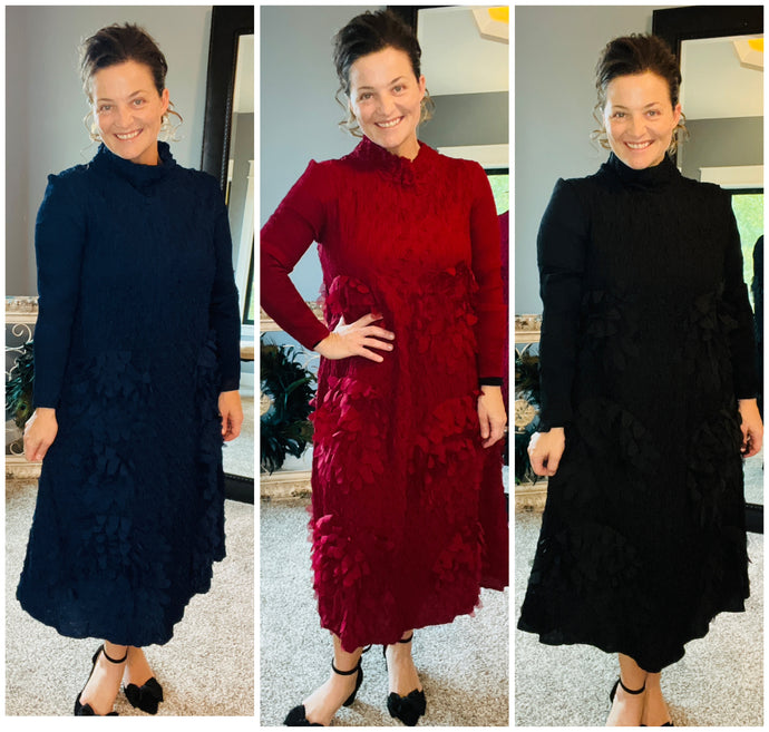 Jada One Size Textured & Petal Dress