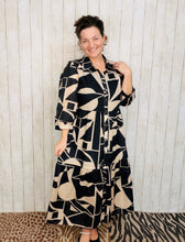 Mallory Abstract Dress- Black & Ivory