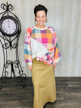 Tammie Raglan Plaid & Floral Pullover