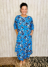 Veronica Ruffle Swing Dress- Blue & Floral