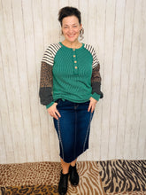 Gina Leopard & Stripes Ribbed Top