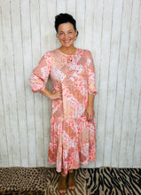 Cassie Marie Tiered Boho Style Dress-Peach Patchwork